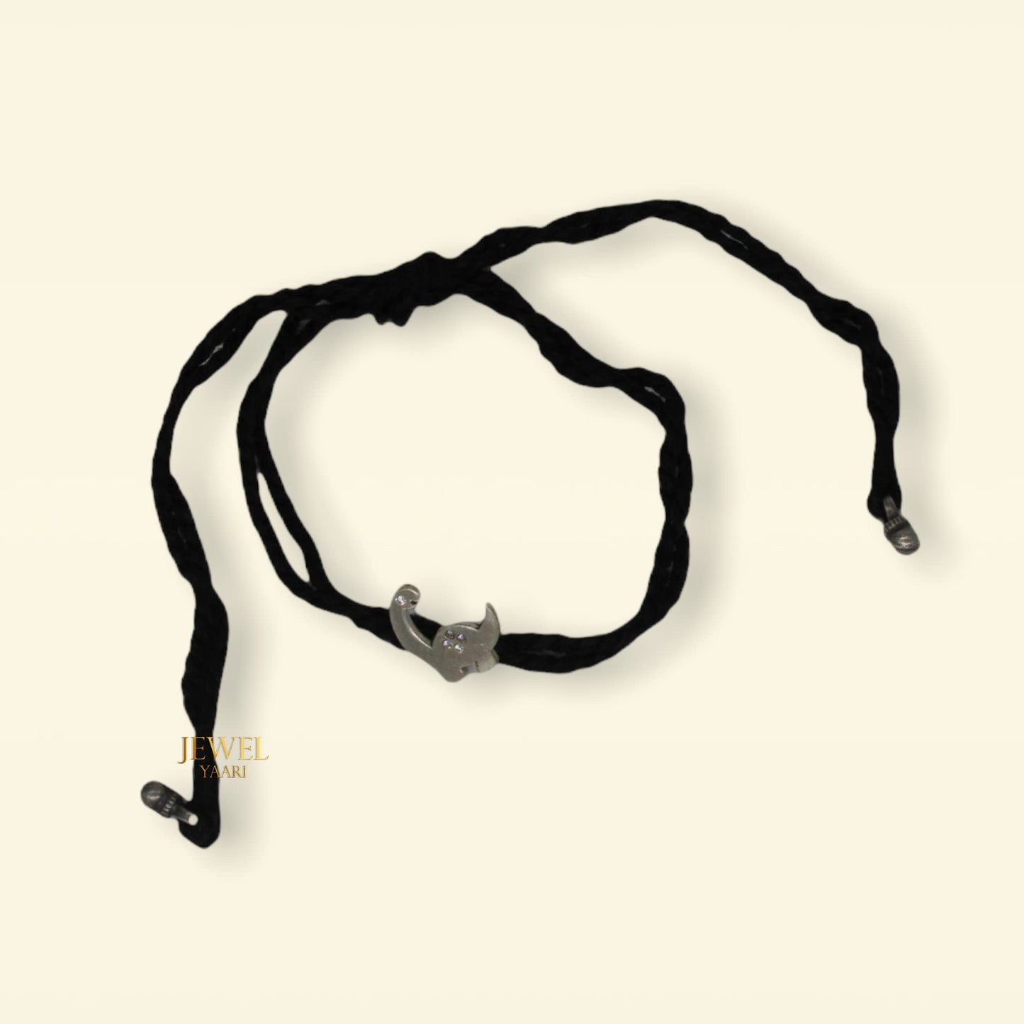 JEWELYAARI? 925 New Oxidised Black Thread Silver Dinosaur Nazarbattu/Nazaiya Anklet/Bracelet for Girls, Women and Children with Silver Ghunghroo
