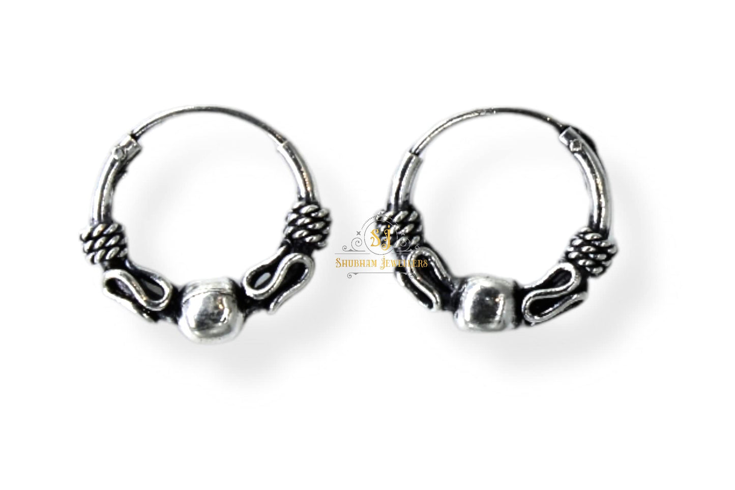 SJ SHUBHAM JEWELLERS™ 925 Sterling Silver Hoop Earrings for Women & Girls, Silver Bali for Girls - JewelYaari By Shubham Jewellers