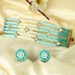 Karatcart Light Blue and White Crystals Beaded Kundan Choker Necklace Set for Women