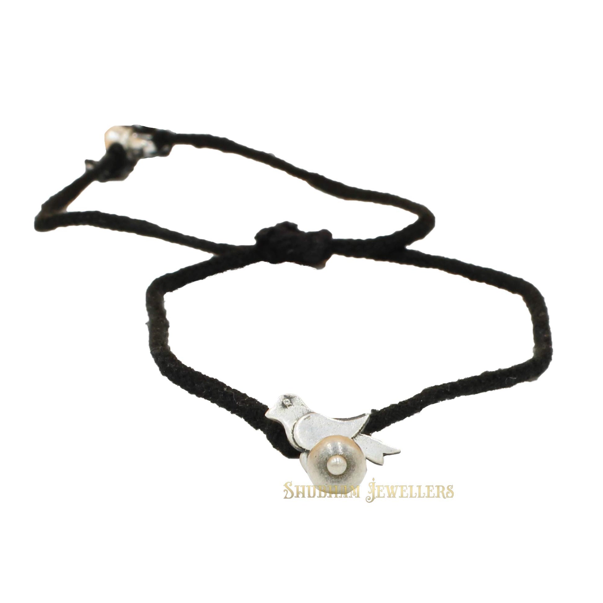 Shubham Jewellers Rehti 925 New Oxidised Silver Black Thread Footstep, Owl, Dog Nazarbattu/Nazaiya Anklet/Bracelet for Girls, Women and Children with Silver Ghunghroo - JewelYaari By Shubham Jewellers