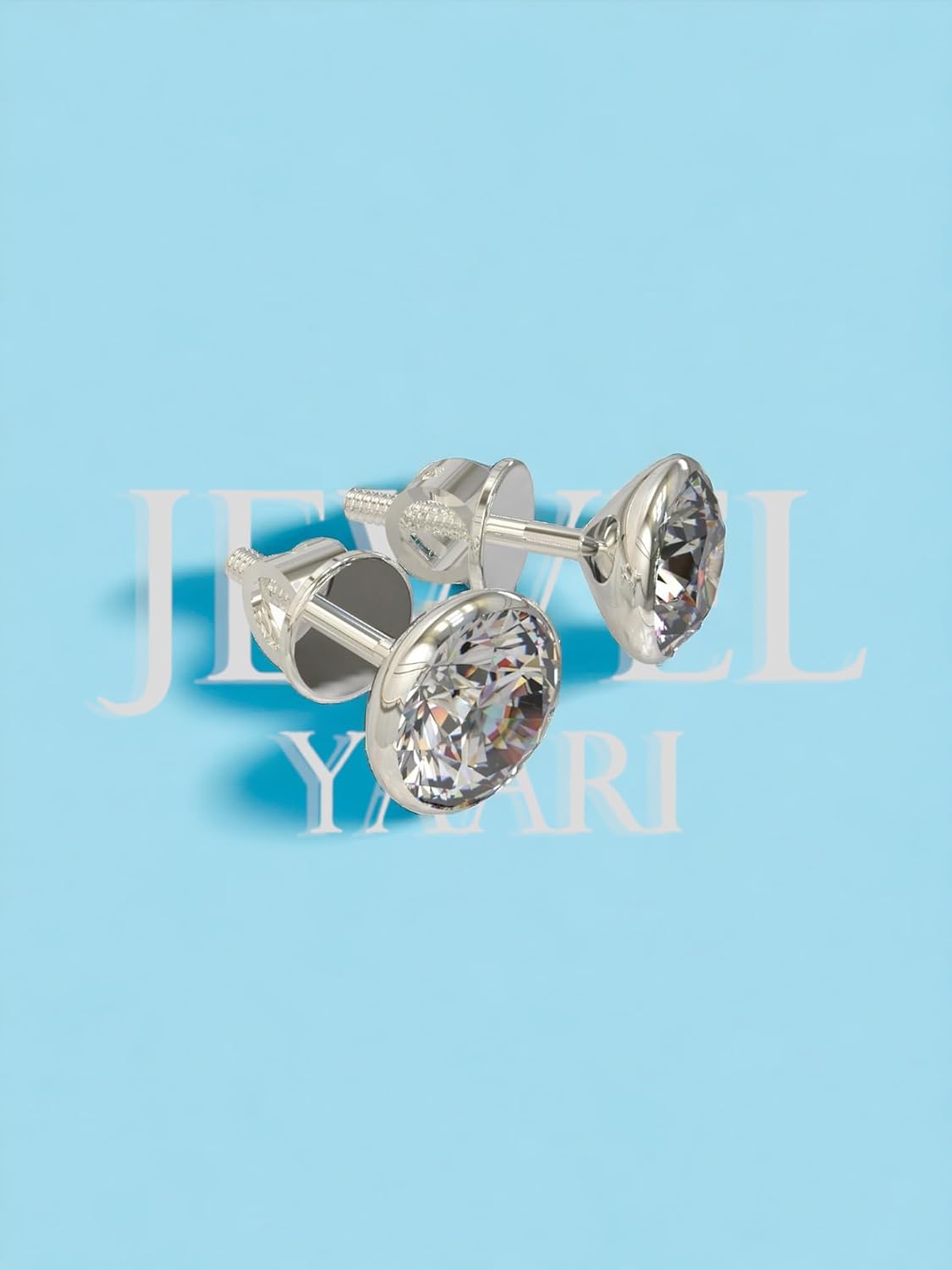 925 Sterling Silver Round-Shape Cubic Zirconia Cup-Setting Stud Earring for Women Girls