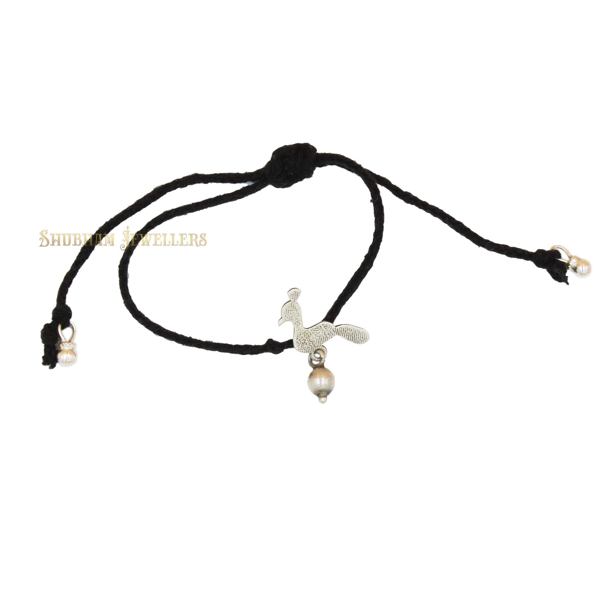 Shubham Jewellers Rehti 925 New Oxidised Silver Black Thread Footstep, Owl, Dog Nazarbattu/Nazaiya Anklet/Bracelet for Girls, Women and Children with Silver Ghunghroo - JewelYaari By Shubham Jewellers