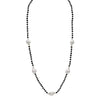 SJ SHUBHAM JEWELLERS Rehti 925 Sterling Silver Mangalsutra with Pearl & Black Beeds Crystal Chain for Women - Party Casual Wear - JewelYaari By Shubham Jewellers