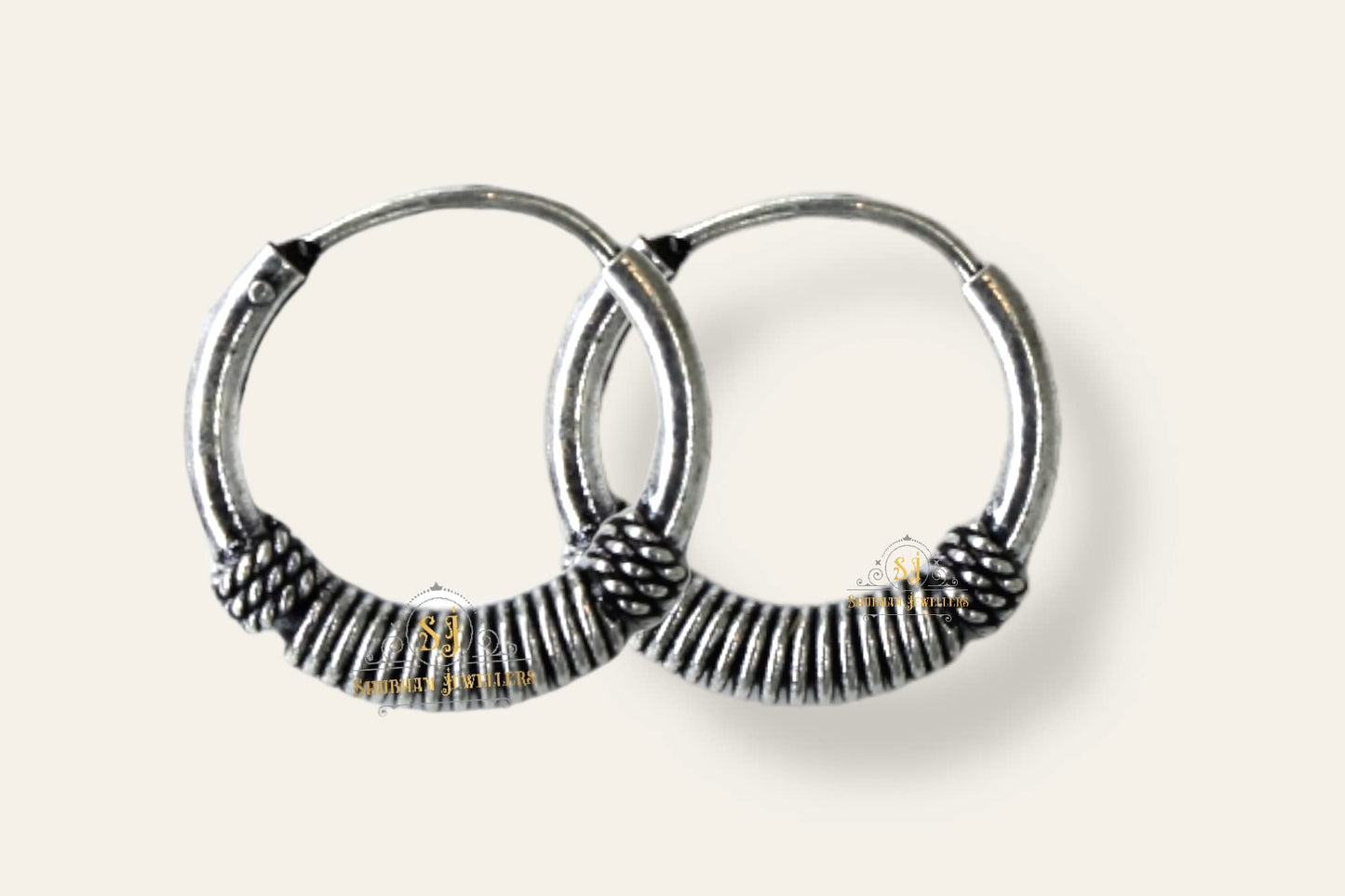 SJ SHUBHAM JEWELLERS™ 925 Sterling Silver Hoop Earrings for Women & Girls, Silver Bali for Girls - JewelYaari By Shubham Jewellers