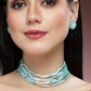 Karatcart Light Blue and White Crystals Beaded Kundan Choker Necklace Set for Women