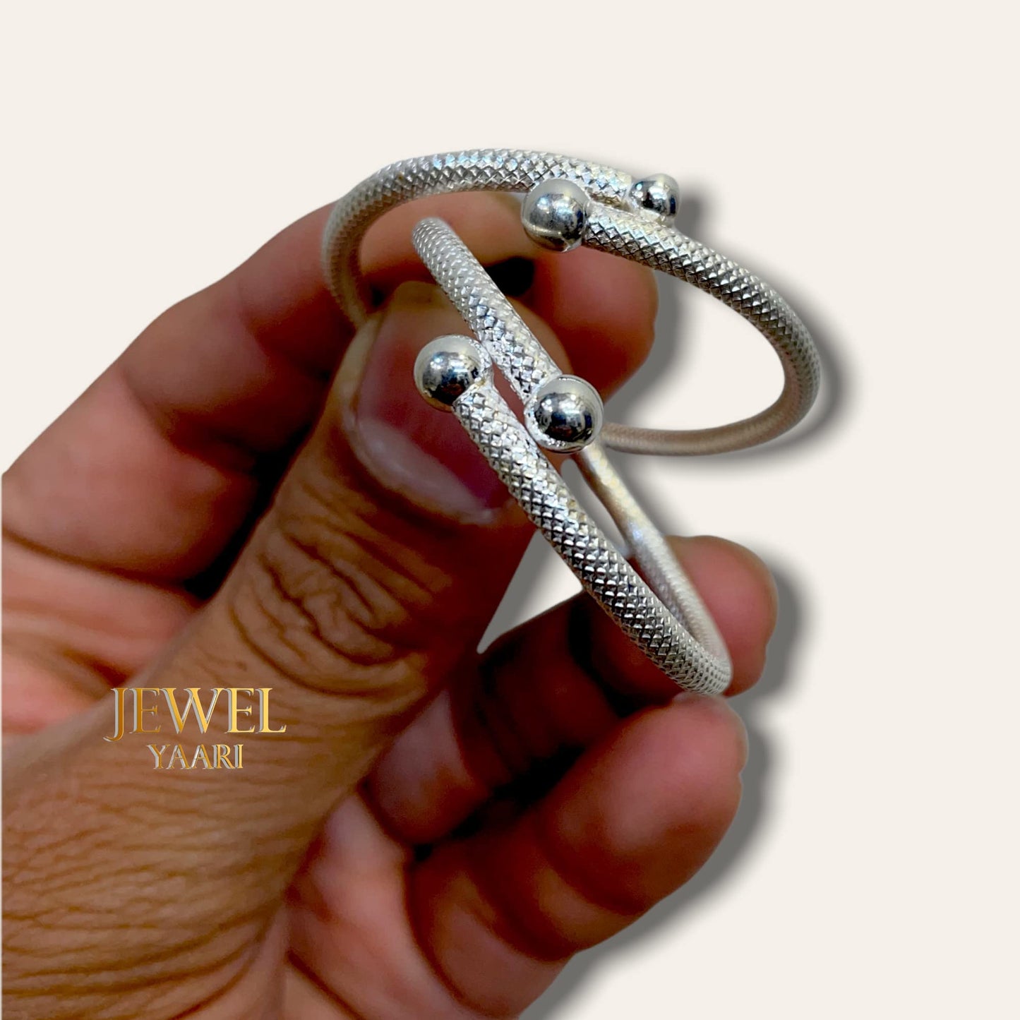 SJ SHUBHAM JEWELLERS? Exclusive Pure 925 Sterling Silver textured Kada for Baby Boys & Girls 1.4 INCH