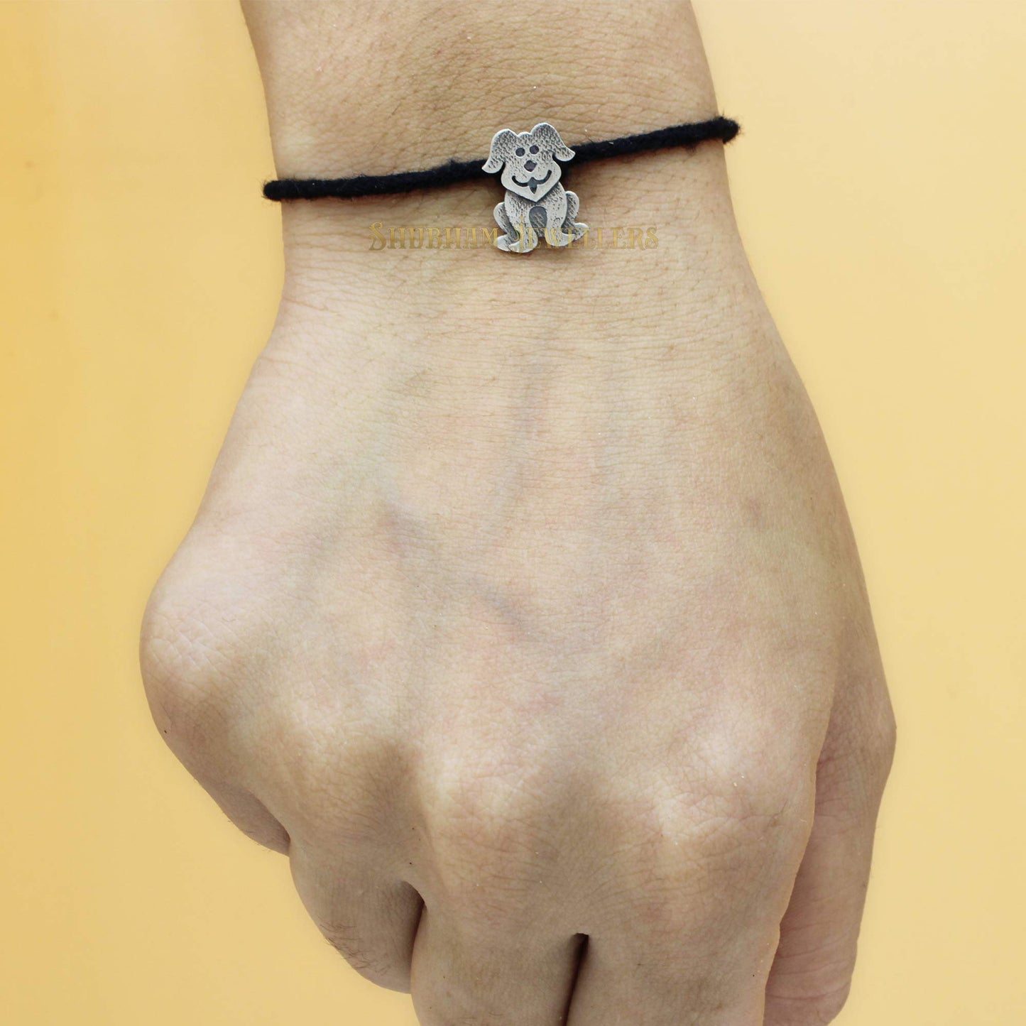 Shubham Jewellers Rehti 925 Oxidised Silver Black Thread DOG Nazarbattu/Nazaiya Anklet/Bracelet for Girls, Women and Children with Silver Ghunghroo