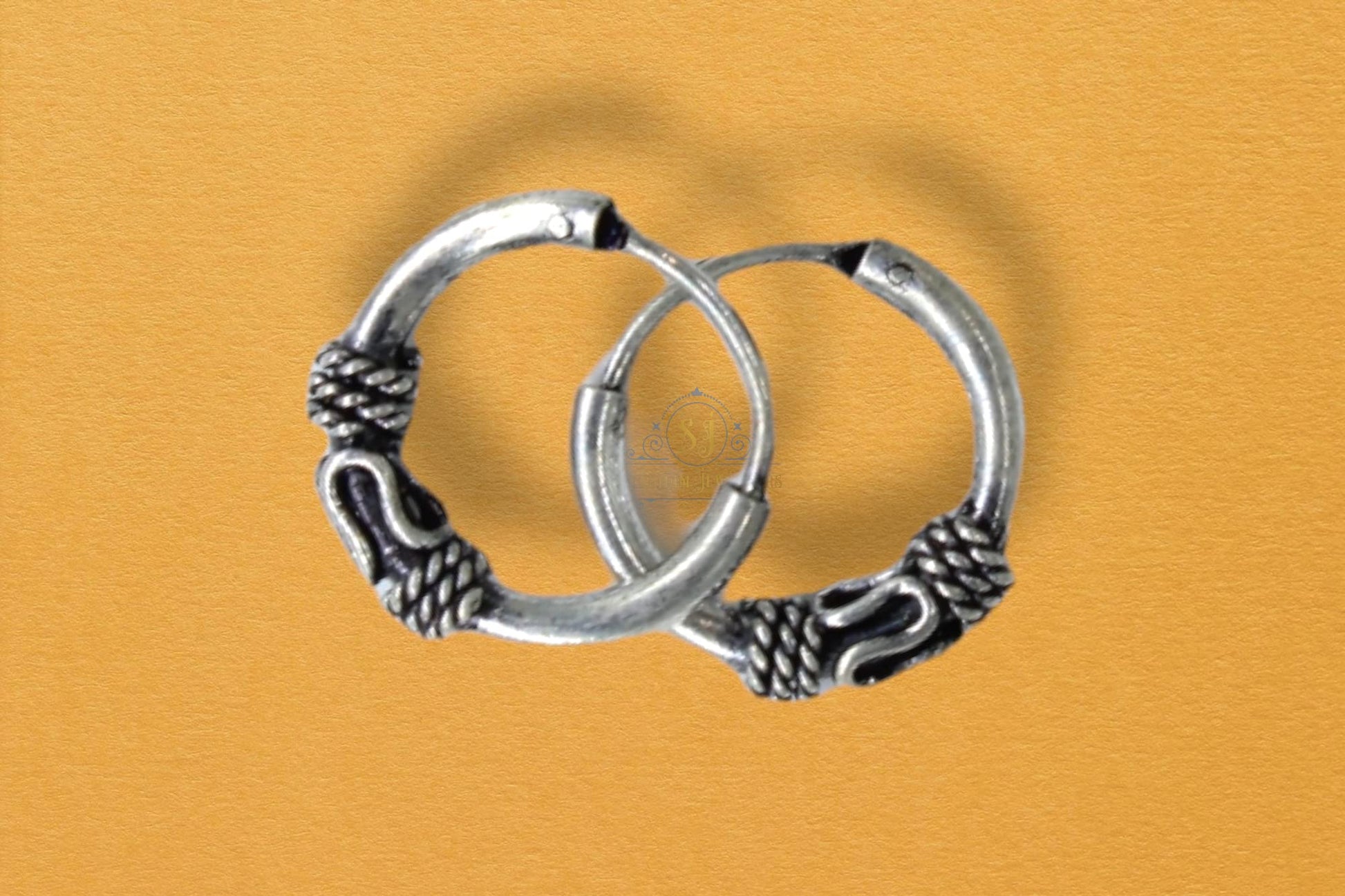 SJ SHUBHAM JEWELLERS™ 925 Sterling Silver Hoop Earrings for Women & Girls, Silver Bali for Girls - JewelYaari By Shubham Jewellers