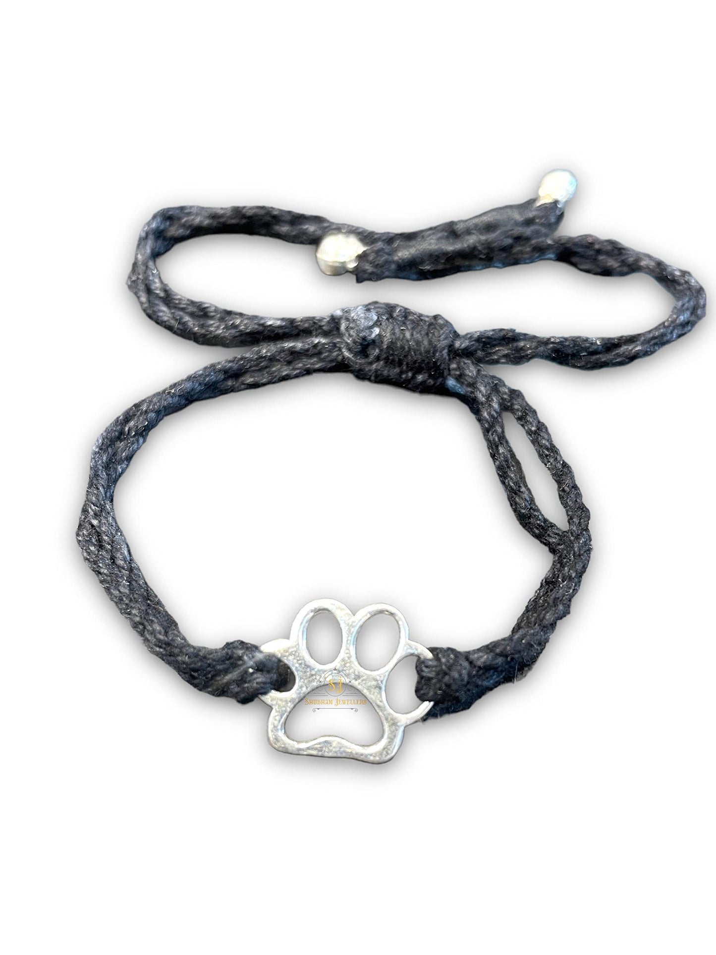 JEWELYAARI 925 New Oxidised Black Thread Silver Pug Paws Nazarbattu Nazaiya Anklet Bracelet for Girls, Women and Children with Silver Ghunghroo