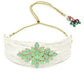 Karatcart Gold Plated Pearl Beaded Light Blue and Light Green Kundan Stone Choker Necklace Set