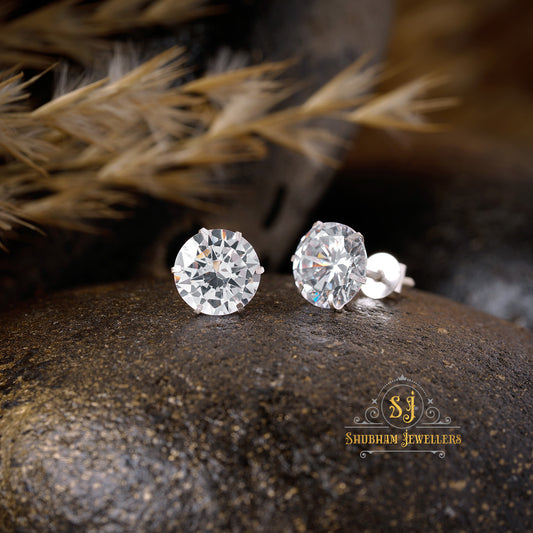 925 Sterling Silver Earring Studs With A+ Cubic Zirocnia : Timeless Sparkle
