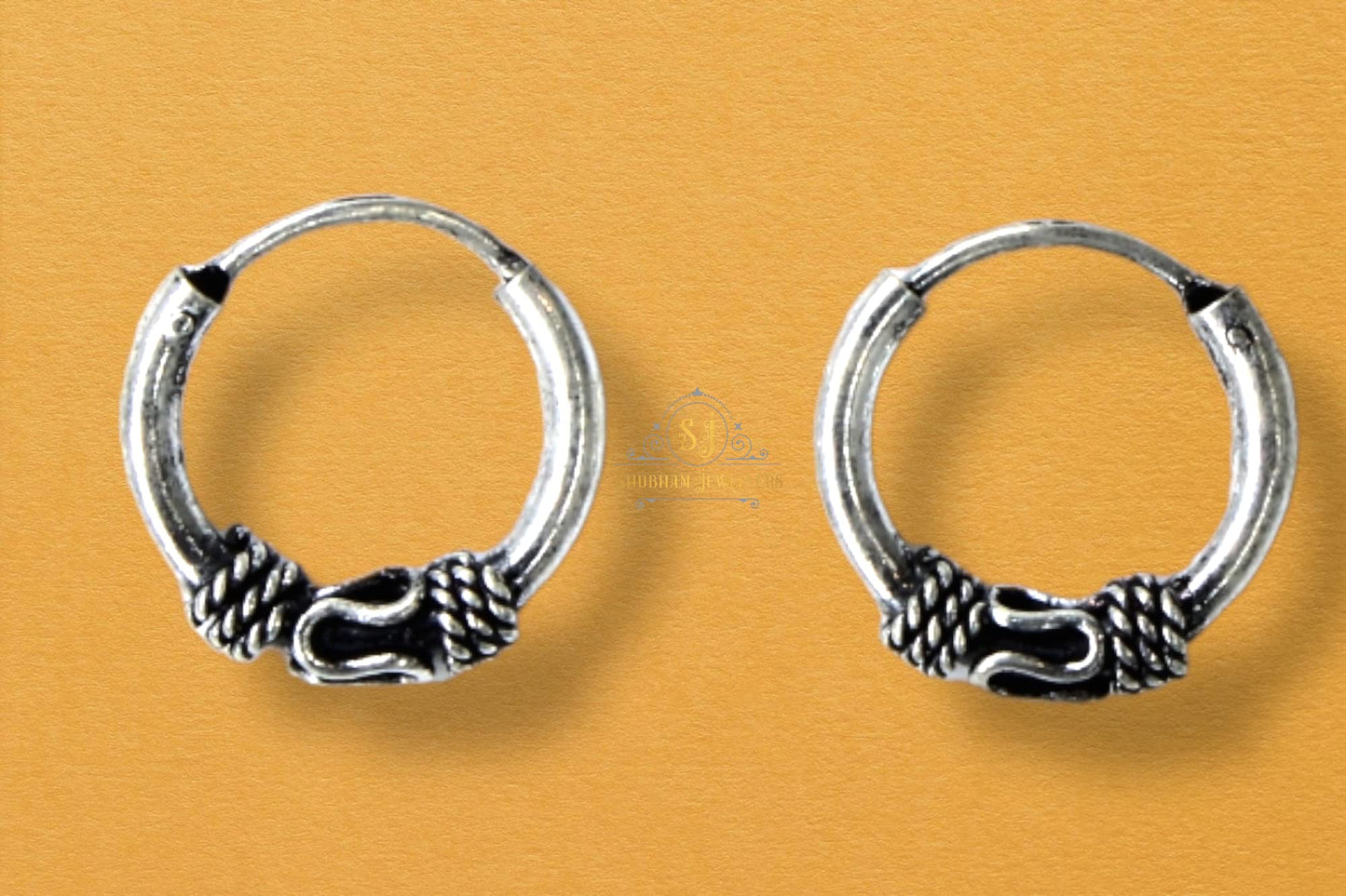 SJ SHUBHAM JEWELLERS™ 925 Sterling Silver Hoop Earrings for Women & Girls, Silver Bali for Girls - JewelYaari By Shubham Jewellers