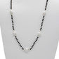 SJ SHUBHAM JEWELLERS Rehti 925 Sterling Silver Mangalsutra with Pearl & Black Beeds Crystal Chain for Women - Party Casual Wear - JewelYaari By Shubham Jewellers
