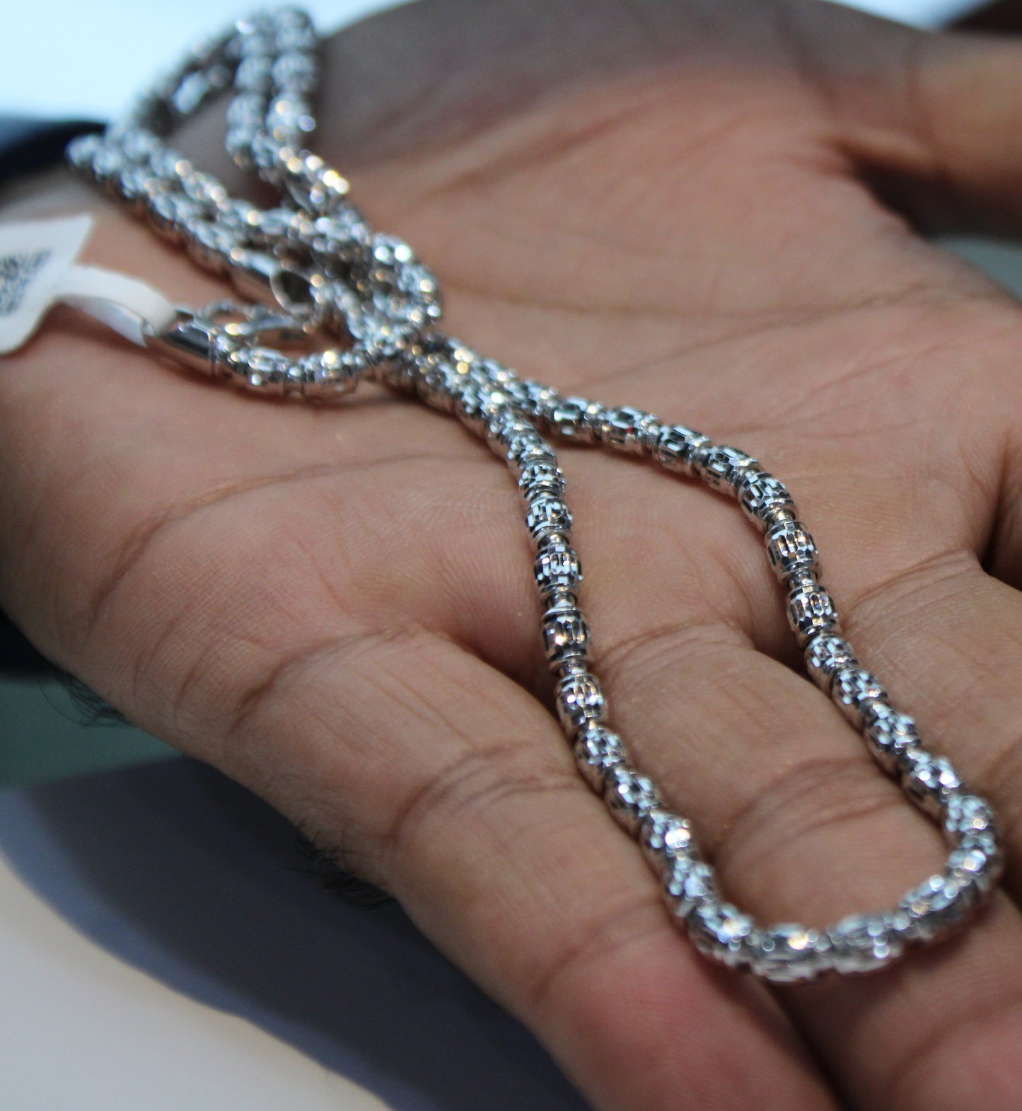 925 Sterling Silver CNC Beads Chain – Matar Mala Necklace (22 Inches)