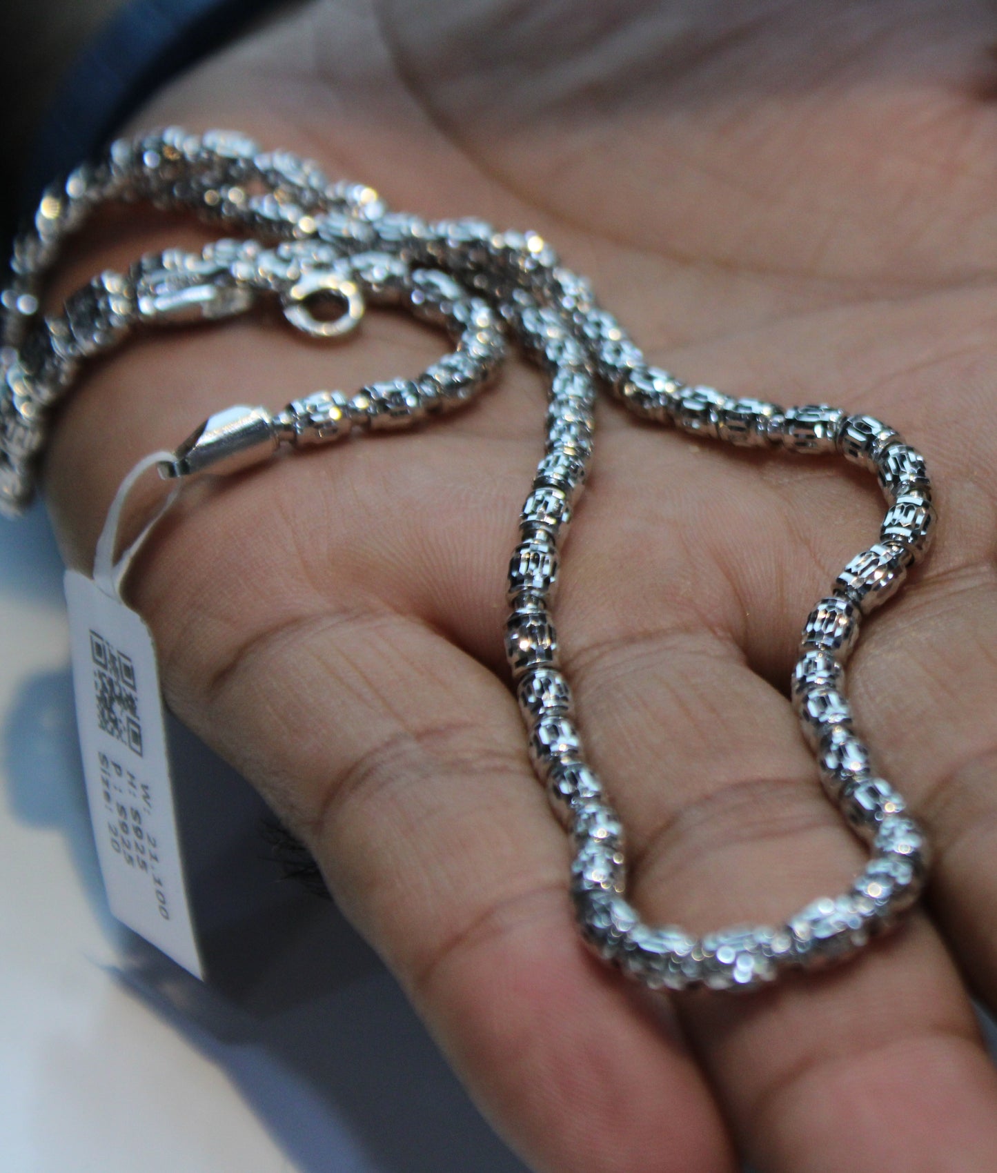 925 Sterling Silver CNC Beads Chain – Matar Mala Necklace (22 Inches)