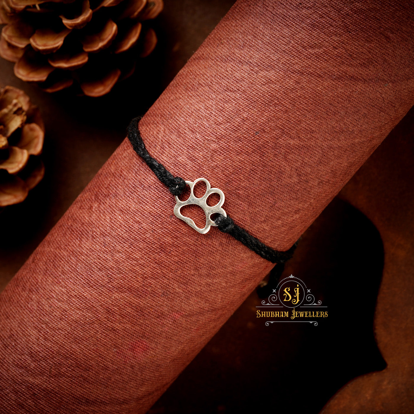 JEWELYAARI 925 New Oxidised Black Thread Silver Pug Paws Nazarbattu Nazaiya Anklet Bracelet for Girls, Women and Children with Silver Ghunghroo