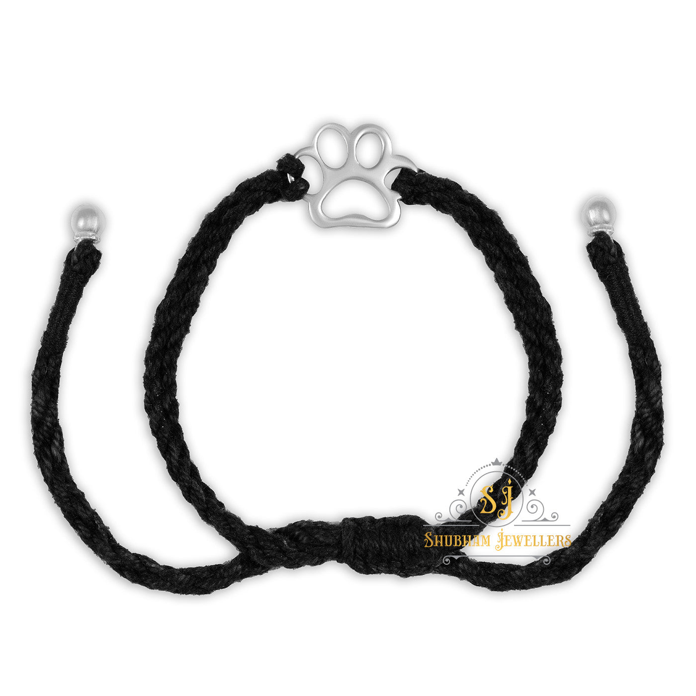 JEWELYAARI 925 New Oxidised Black Thread Silver Pug Paws Nazarbattu Nazaiya Anklet Bracelet for Girls, Women and Children with Silver Ghunghroo
