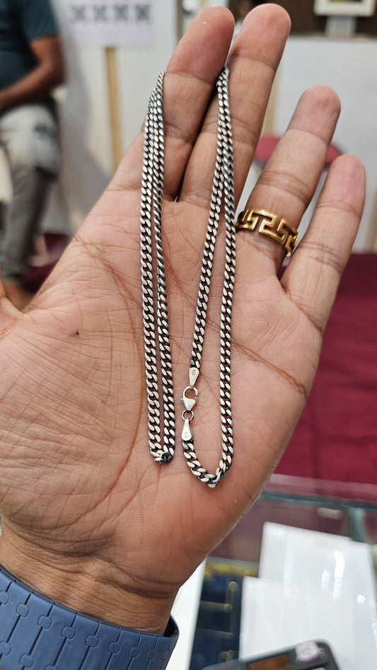 925 Sterling Silver Matt Finish Chain for Men – 18.5g | 24 Inch | Branded & Hallmarked
