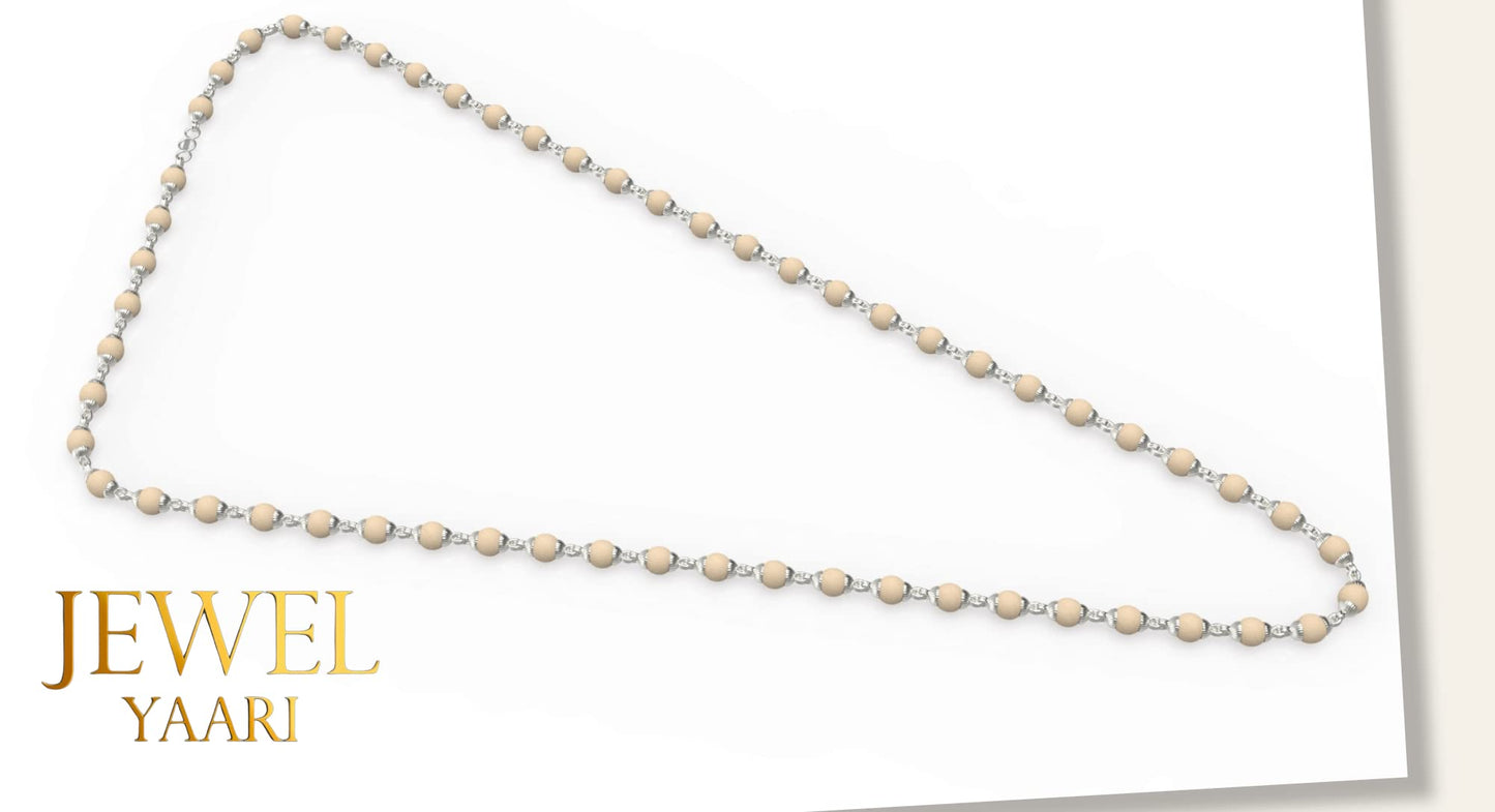 Pure 100% Natural 925 Silver Tulsi Mala with CNC Designer Silver Capping/Original Tulsi Mala in Silver (Size: 6mm, Length: 24 inches Shyam Tulsi Ram Tulsi Black White)
