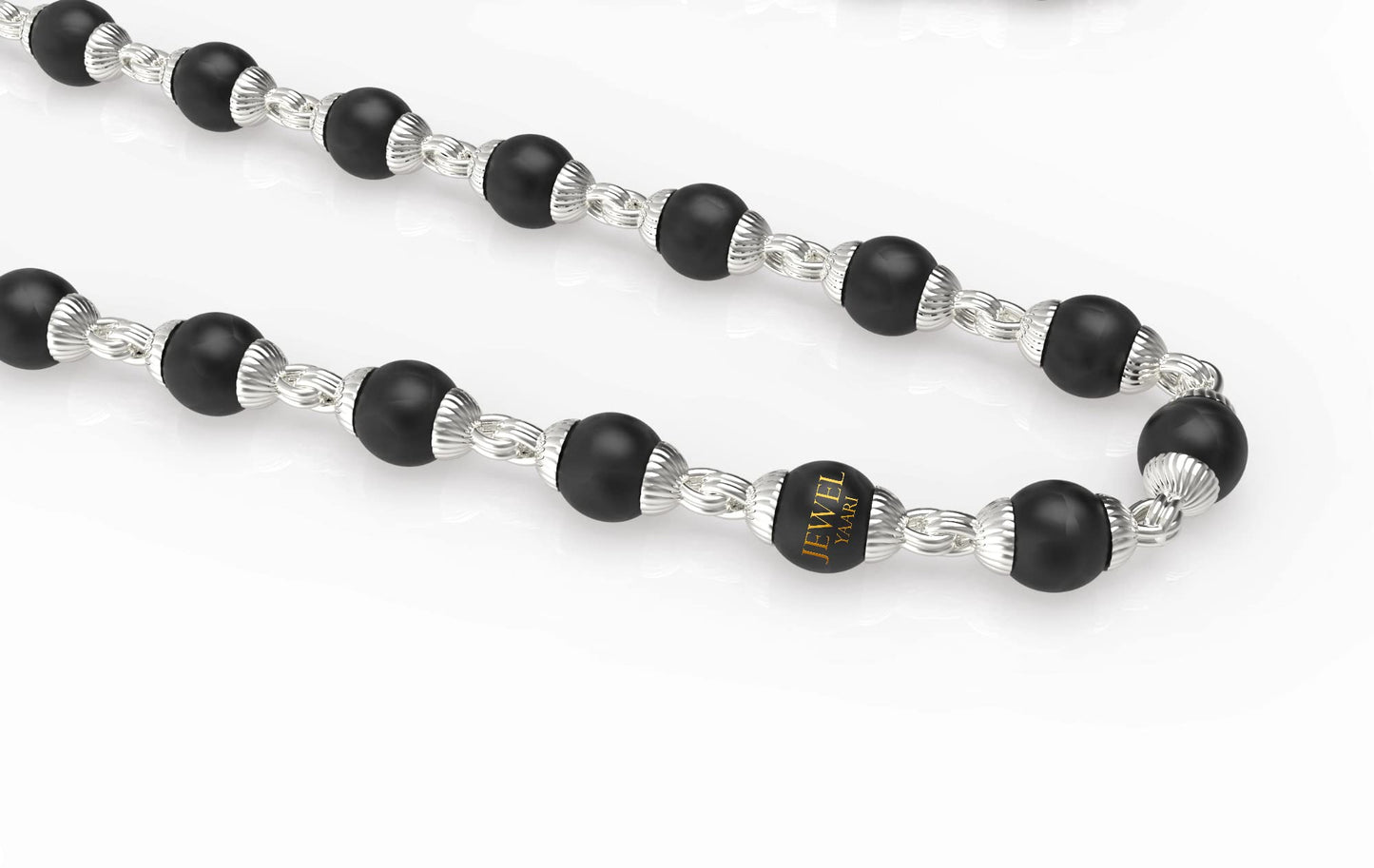 Pure 100% Natural 925 Silver Tulsi Mala with CNC Designer Silver Capping/Original Tulsi Mala in Silver (Size: 6mm, Length: 24 inches Shyam Tulsi Ram Tulsi Black White)