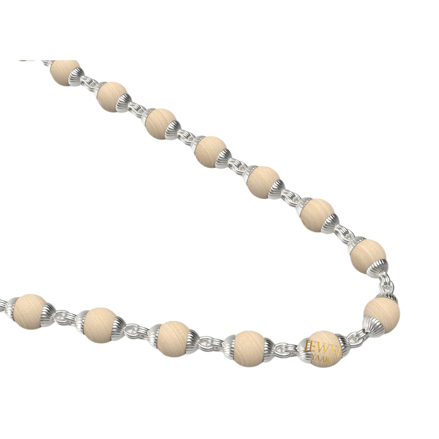 Pure 100% Natural 925 Silver Tulsi Mala with CNC Designer Silver Capping/Original Tulsi Mala in Silver (Size: 6mm, Length: 24 inches Shyam Tulsi Ram Tulsi Black White)