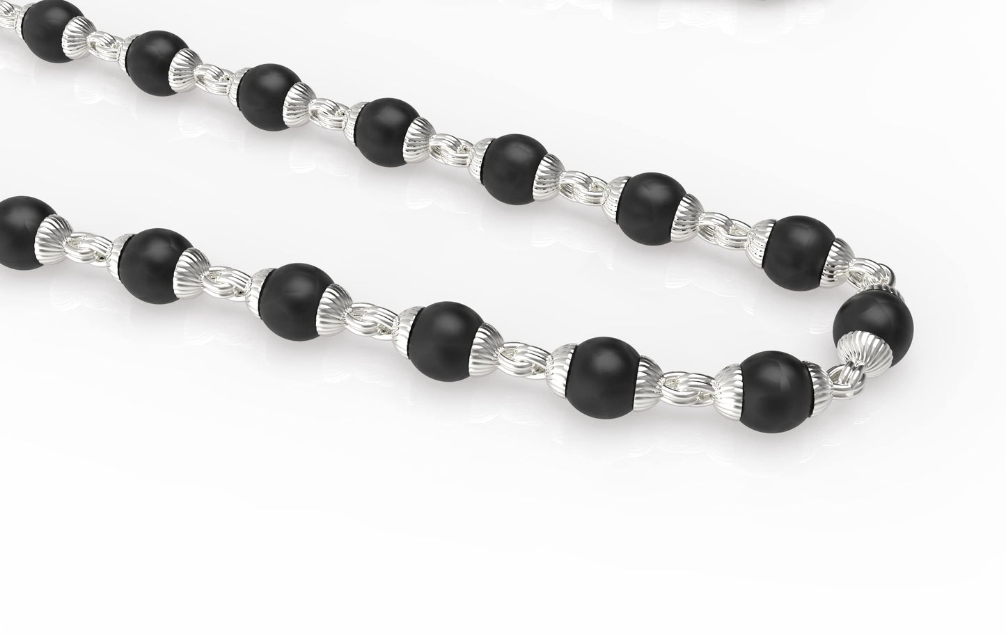Pure 100% Natural 925 Silver Tulsi Mala with CNC Designer Silver Capping/Original Tulsi Mala in Silver (Size: 6mm, Length: 24 inches Shyam Tulsi Ram Tulsi Black White)