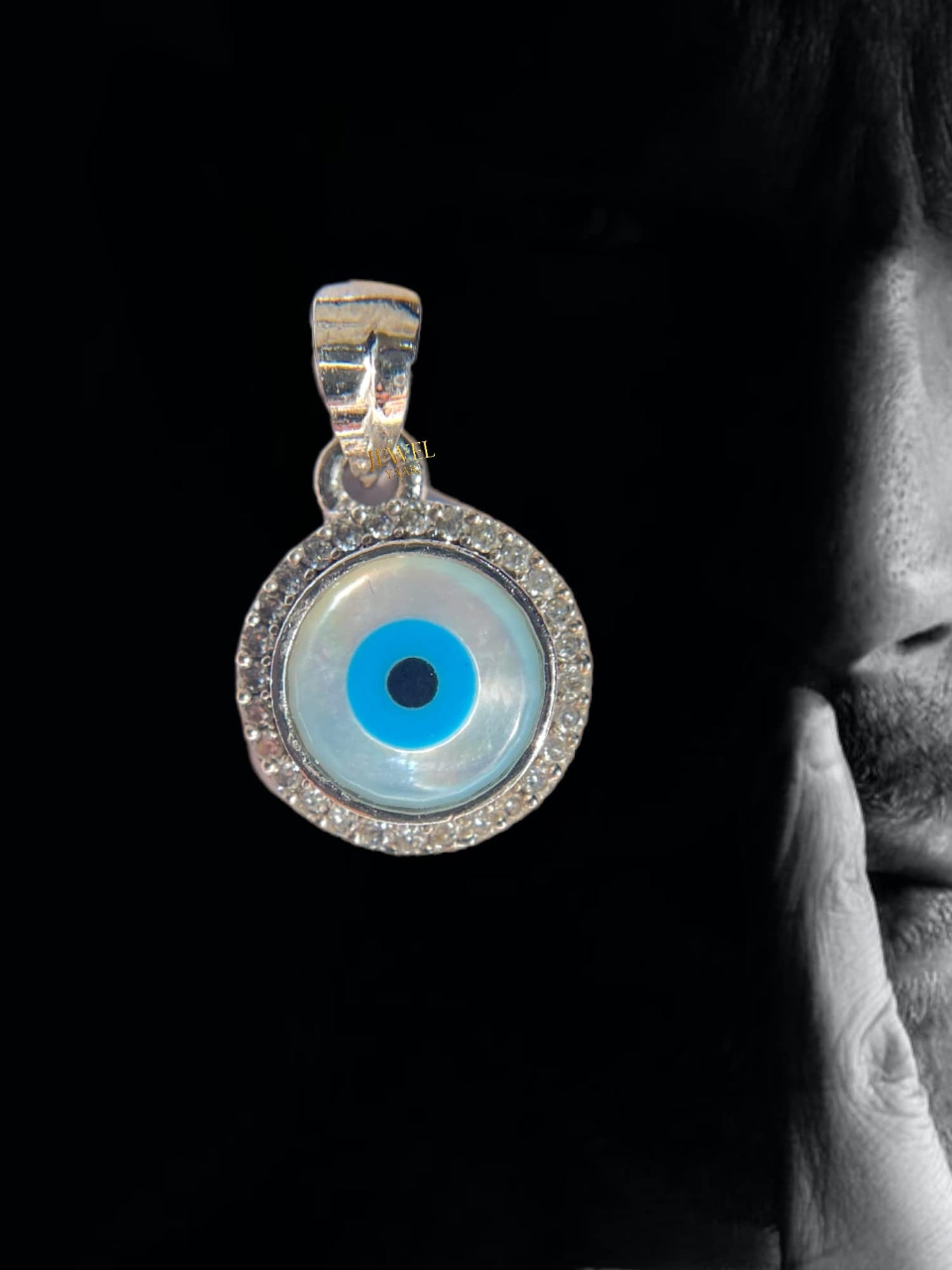 JEWELYAARIâ¢ By SJ Stylish Evil Eye Necklace Pendant Third Blue Eyes Amulet Protection Pendant for Girls, Women, Mens and Children (Evil Eye Pendant Only)