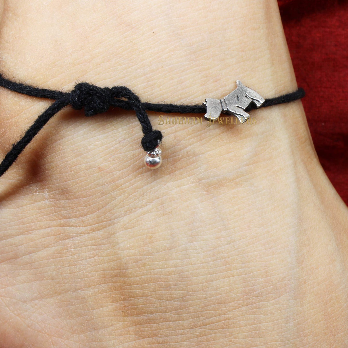 Shubham Jewellers Rehti 925 Oxidised Silver Black Thread Puppy Nazarbattu/Nazaiya Anklet/Bracelet for Girls, Women and Children with Silver Ghunghroo